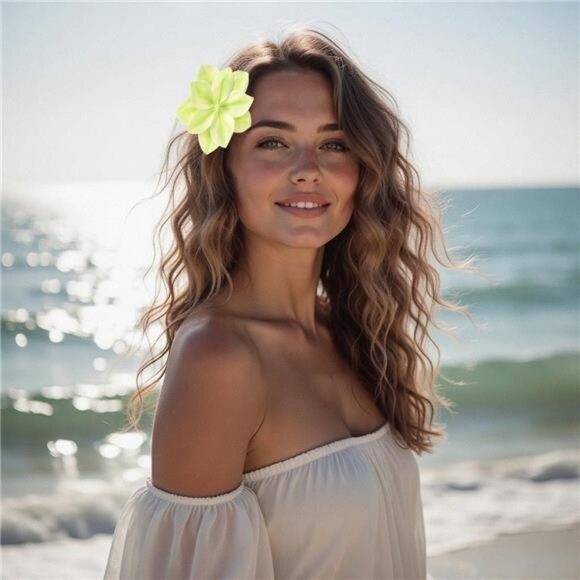 10 PCS Hawaiian Flower Hair Clips for Women Curved Edge Flower Hibiscus Hair main image 7